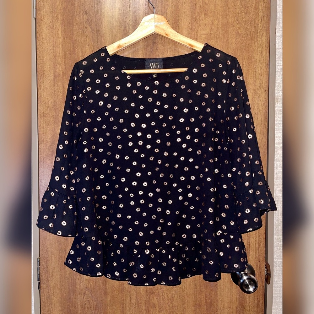 Black Blouse with Rose Gold Pattern